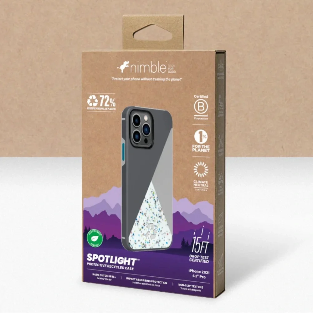 BNIB NIMBLE GRAY SPOTLIGHT PROTECTIVE RECYCLED PHONE CASE FOR iPhone 13 PRO MAX